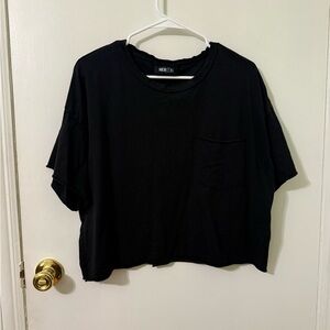 HERizon modal blend Black Cropped boxy T-Shirt Large made in USA